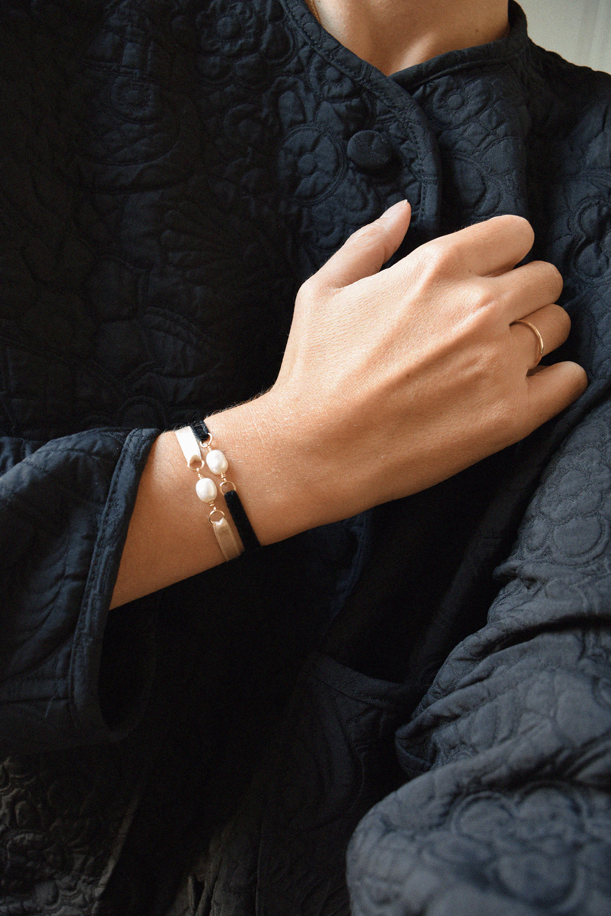 Bracelet ruban de velours | Noir Tapenade