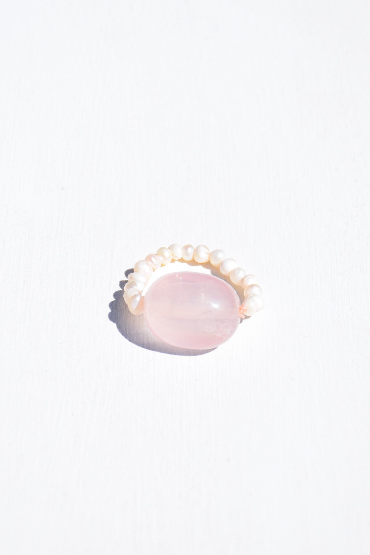IBIZA | Bague mini perles et Quartz rose