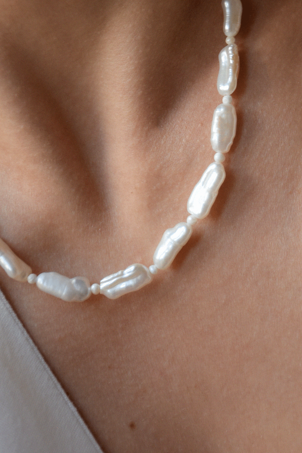 Nora | Collier perles de culture rectangles