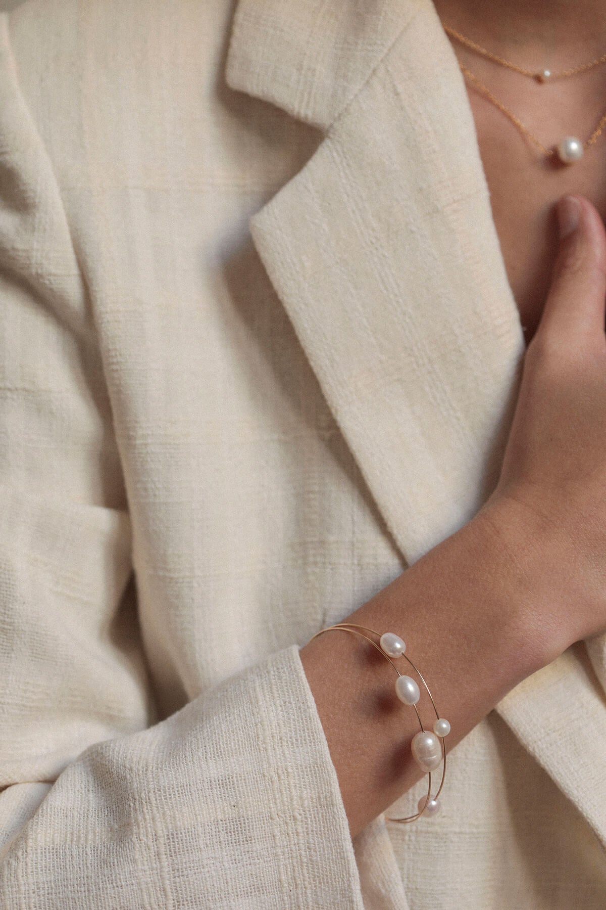 Jonc ALBA en perles blanches