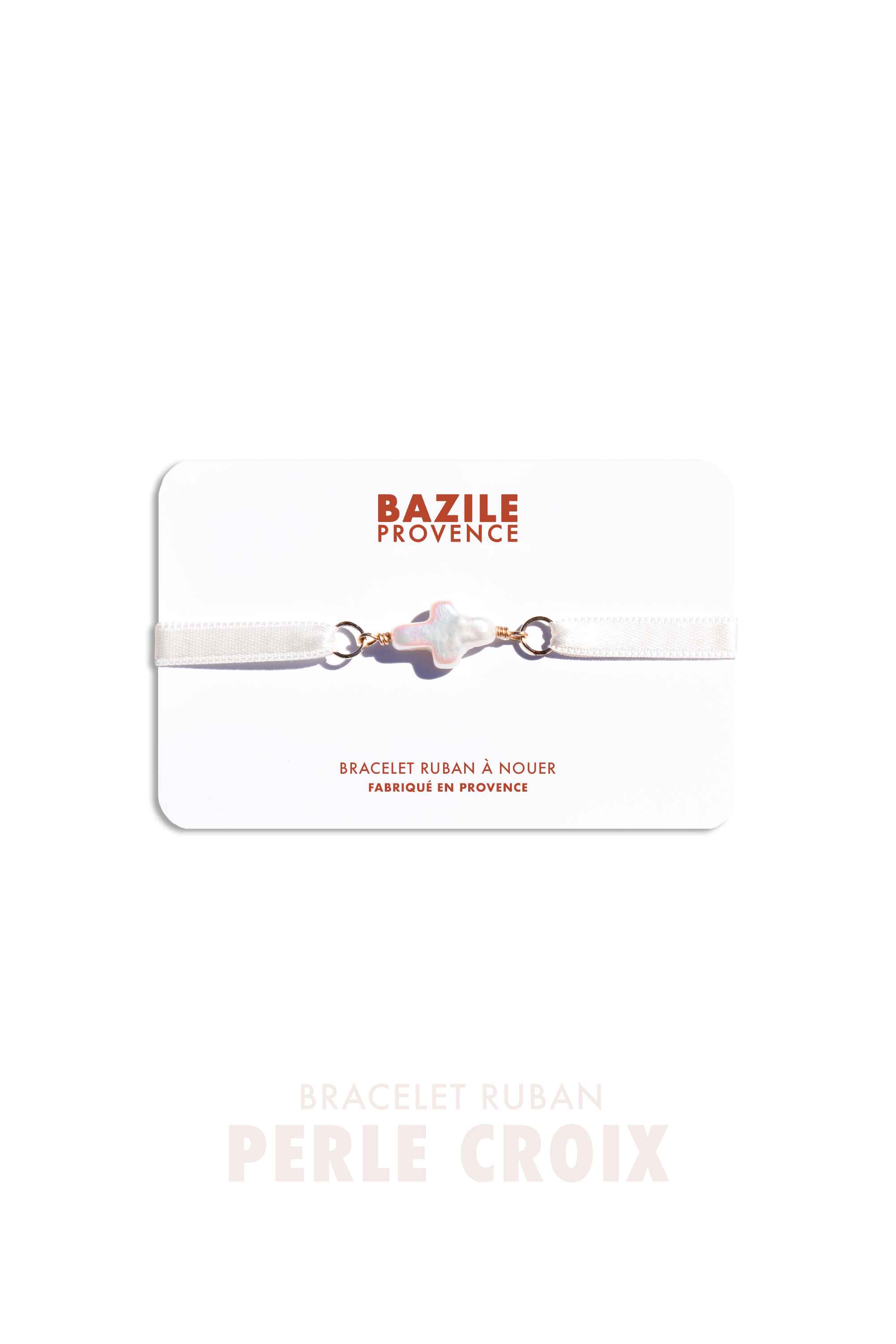 Bracelet ruban avec Perle Croix