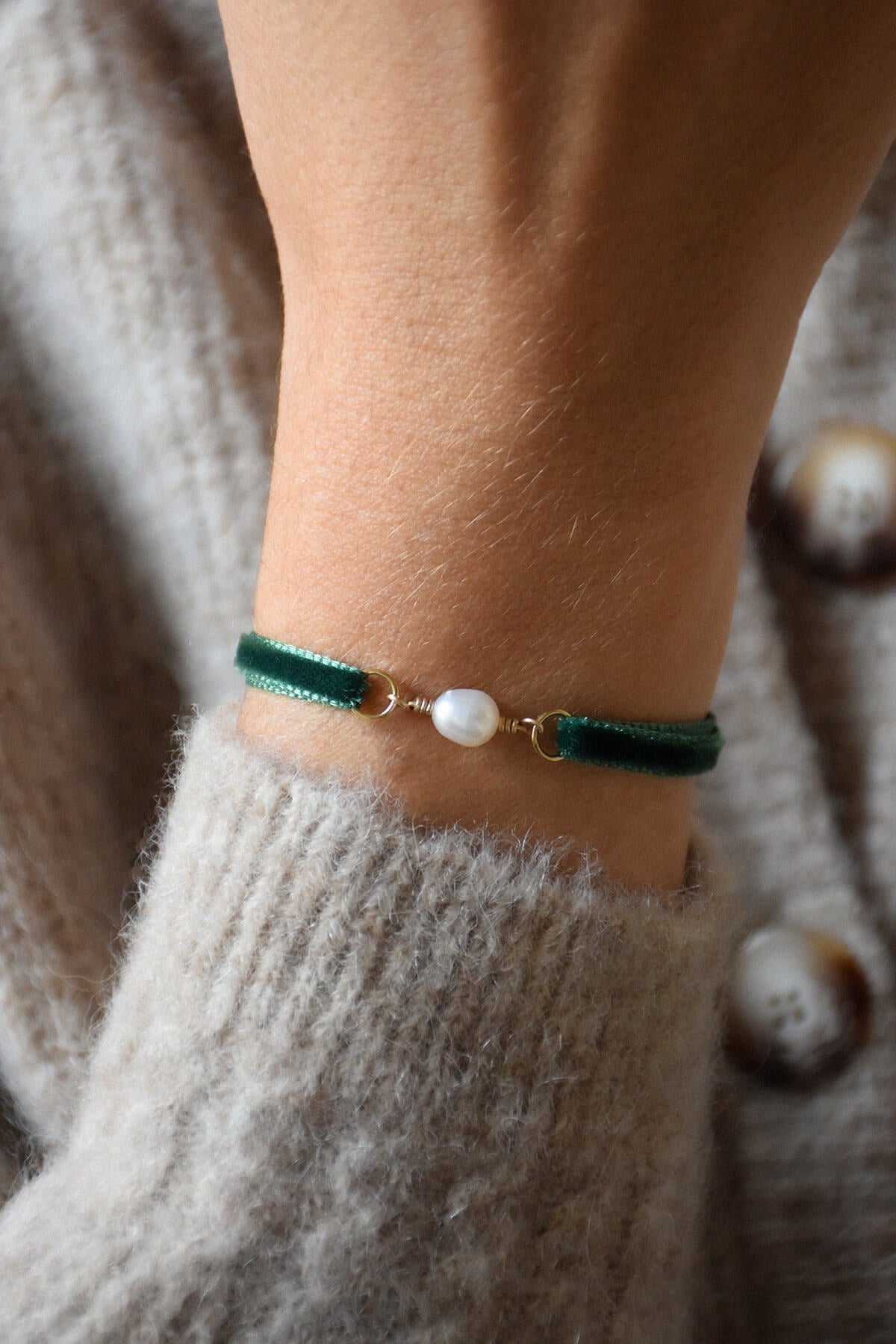 Bracelet ruban de velours | Cyprès