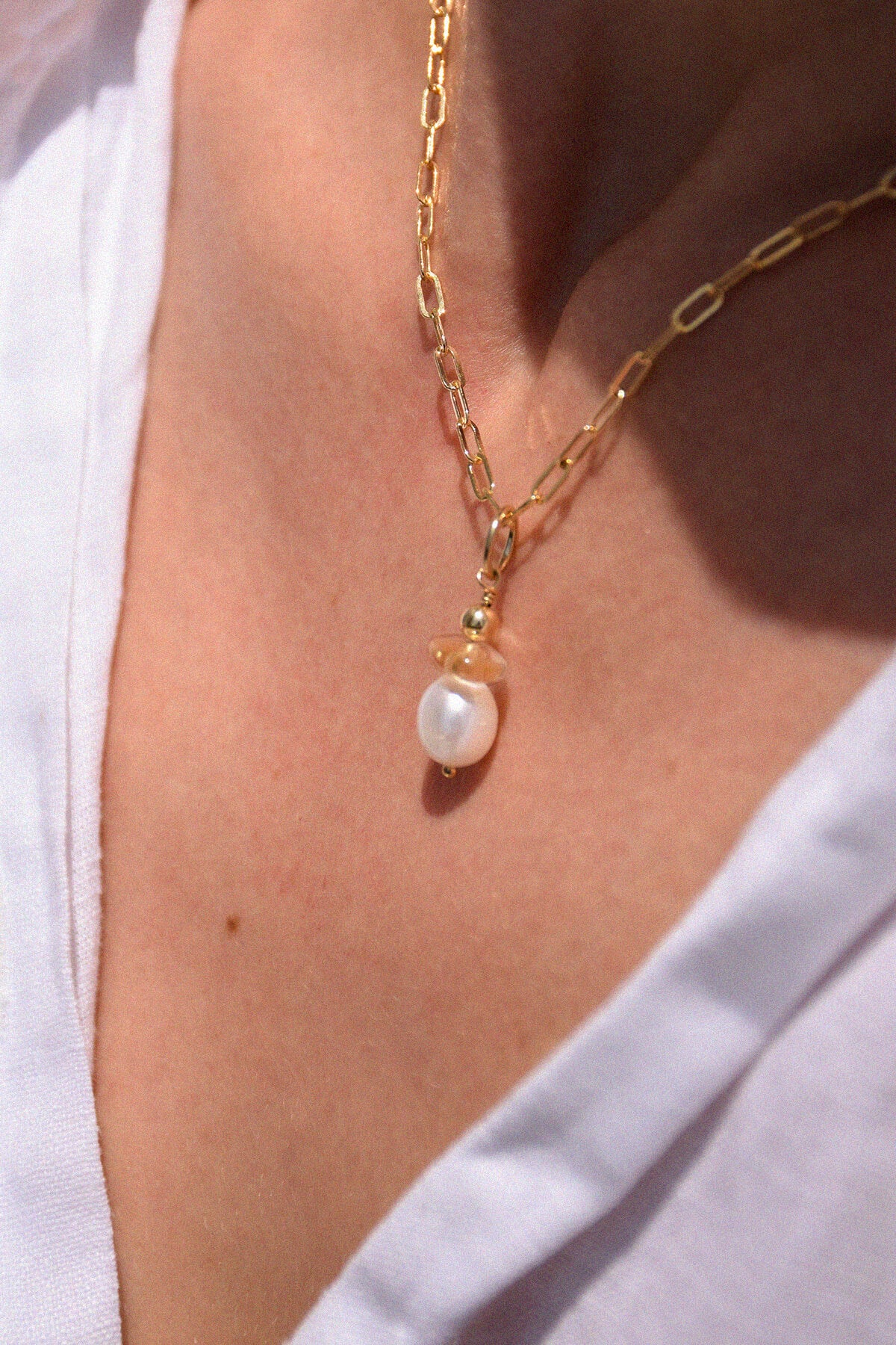 SOLAR | PENDENTIF CITRINE ET PERLE DE CULTURE