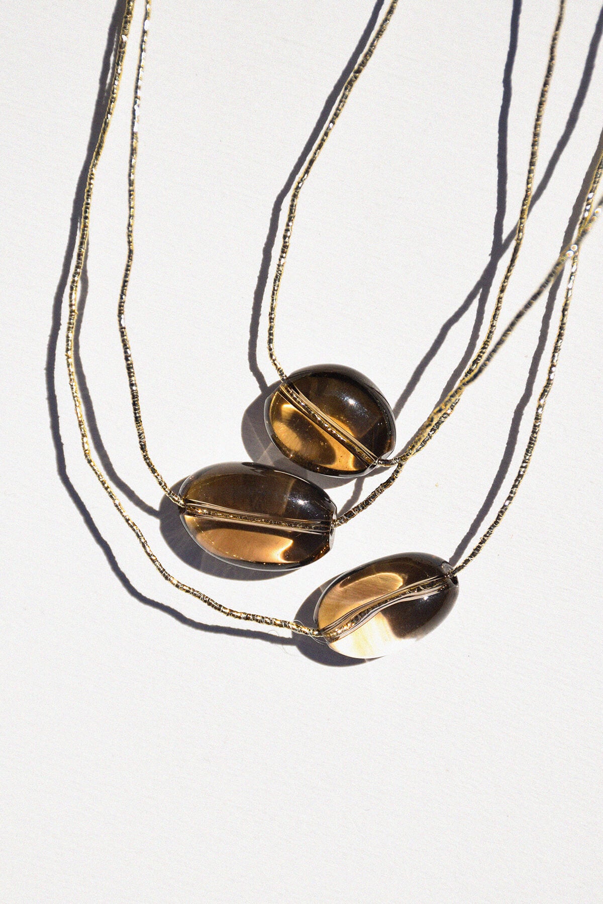 FORMENTERA | Collier fil d'or et Quartz choco