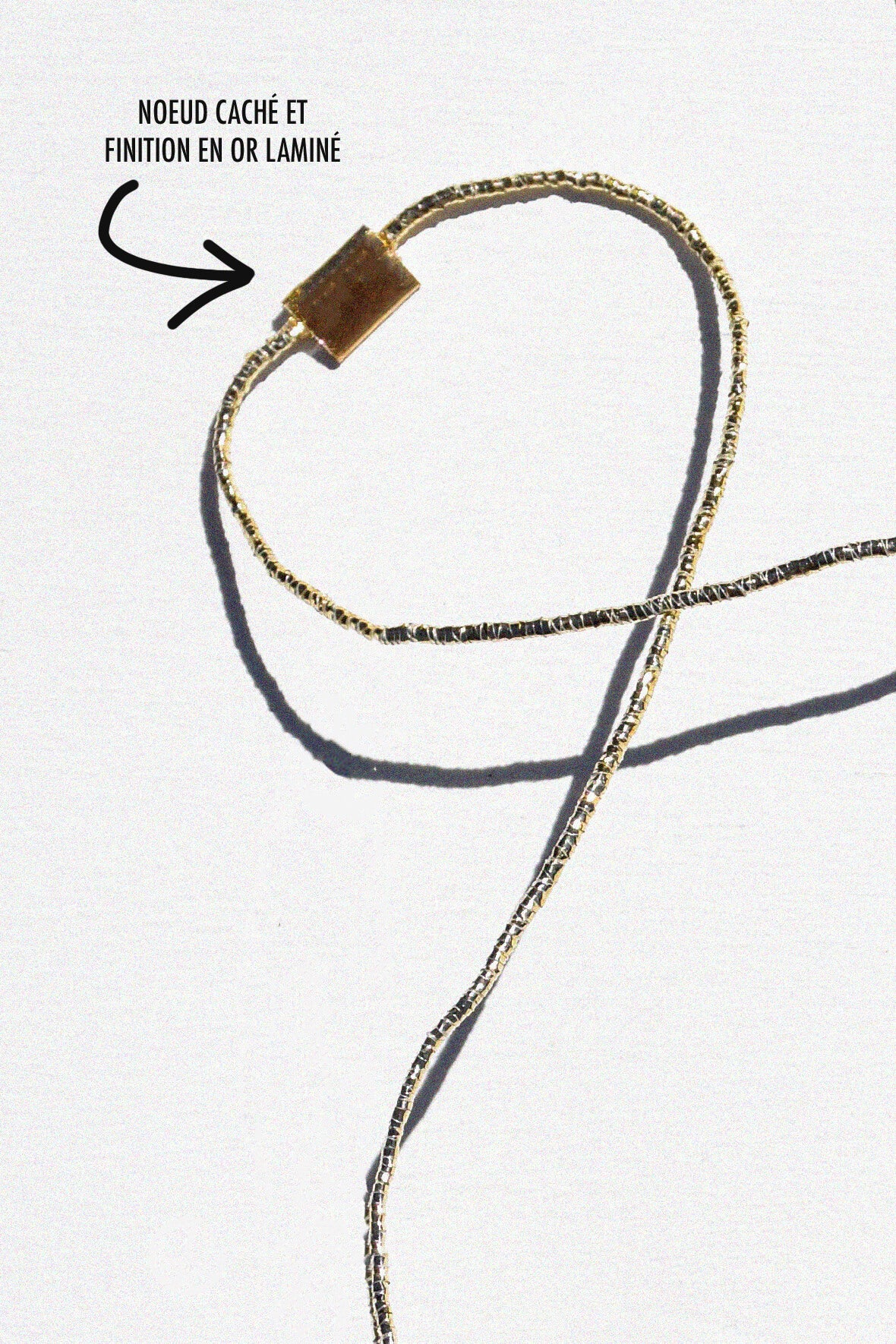 FORMENTERA | Collier fil d'or et Quartz choco
