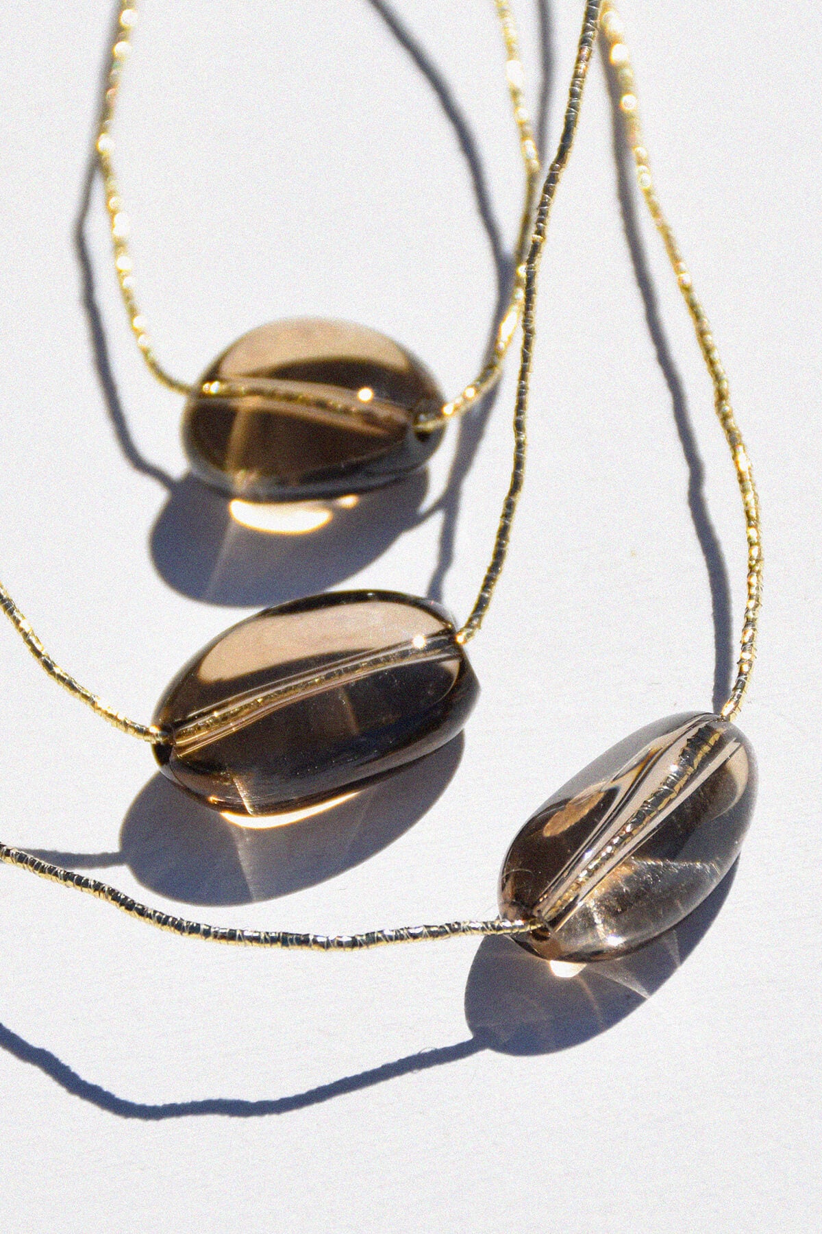 FORMENTERA | Collier fil d'or et Quartz Chocolat