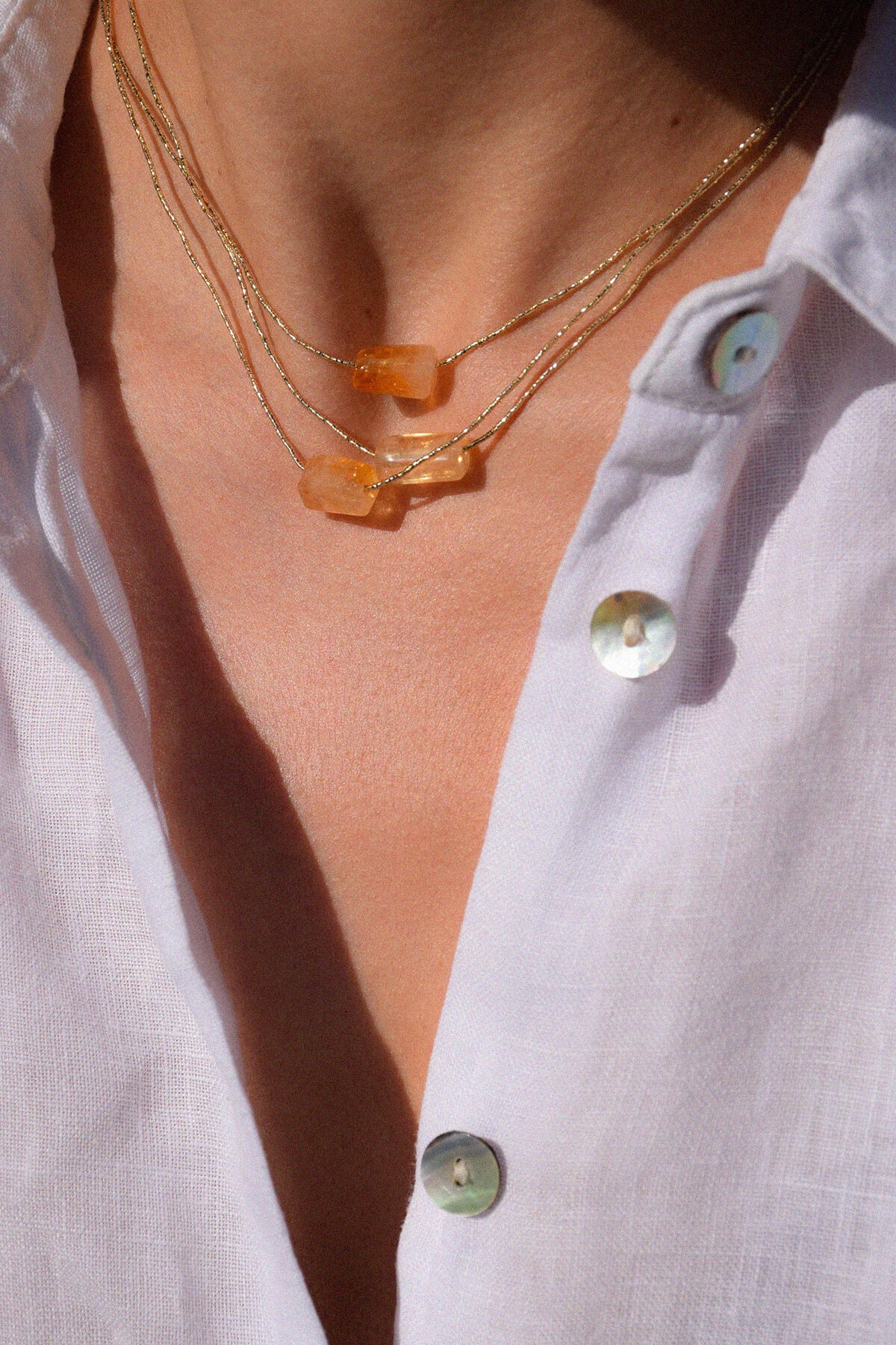 RIVIERA | Collier fil d'or et citrine