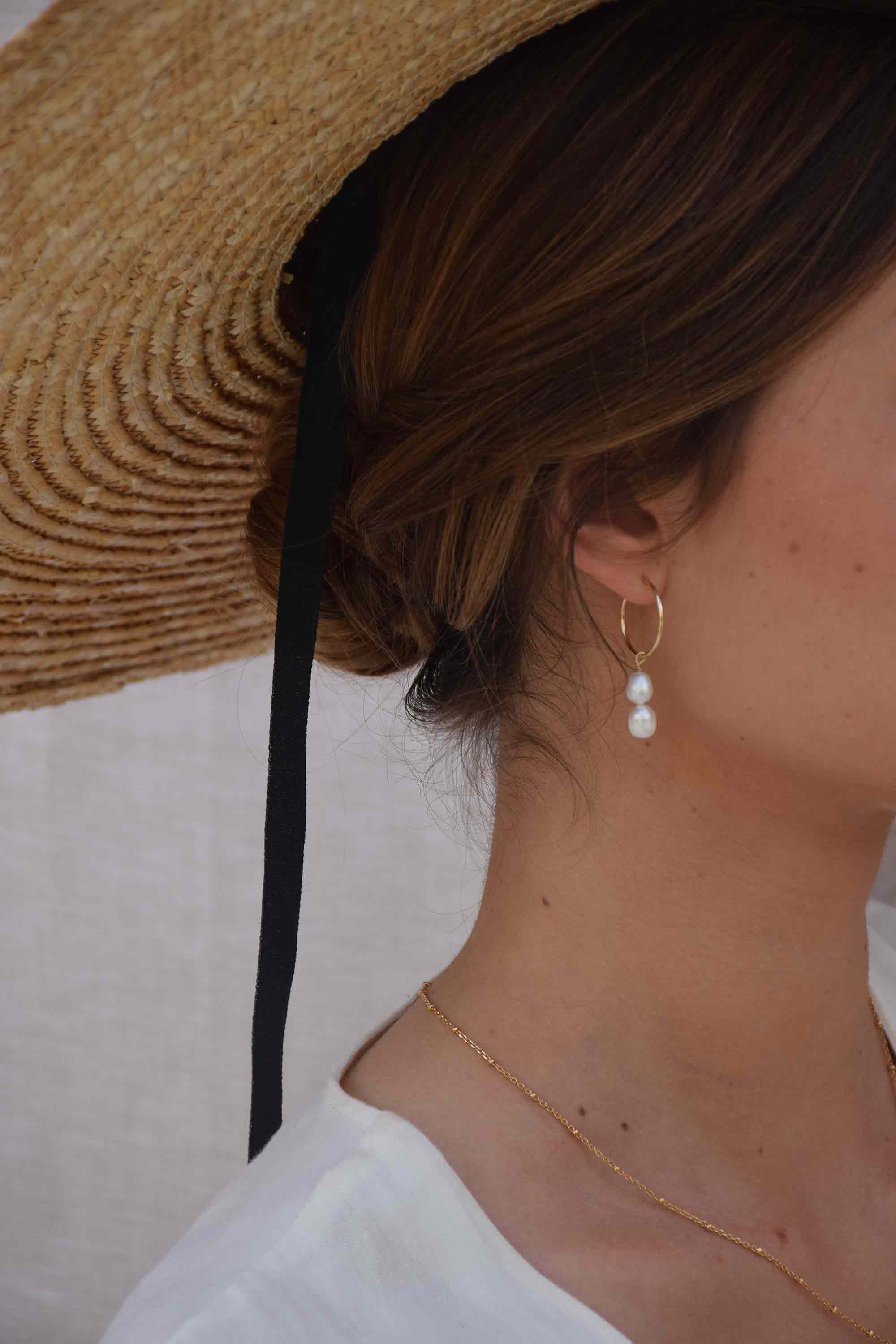 ALBERTAS | Créoles gold filled avec 2 perles blanches - Bazile Provence (3961207455862)