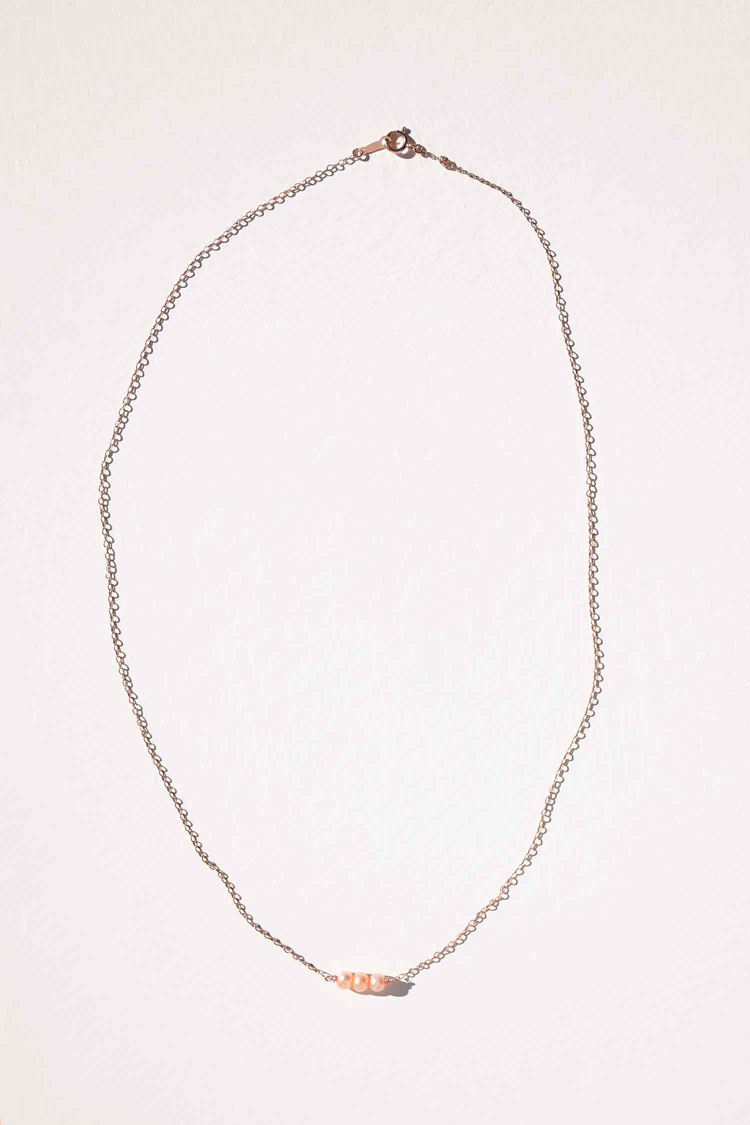 Borély | Collier 3 perles or rose