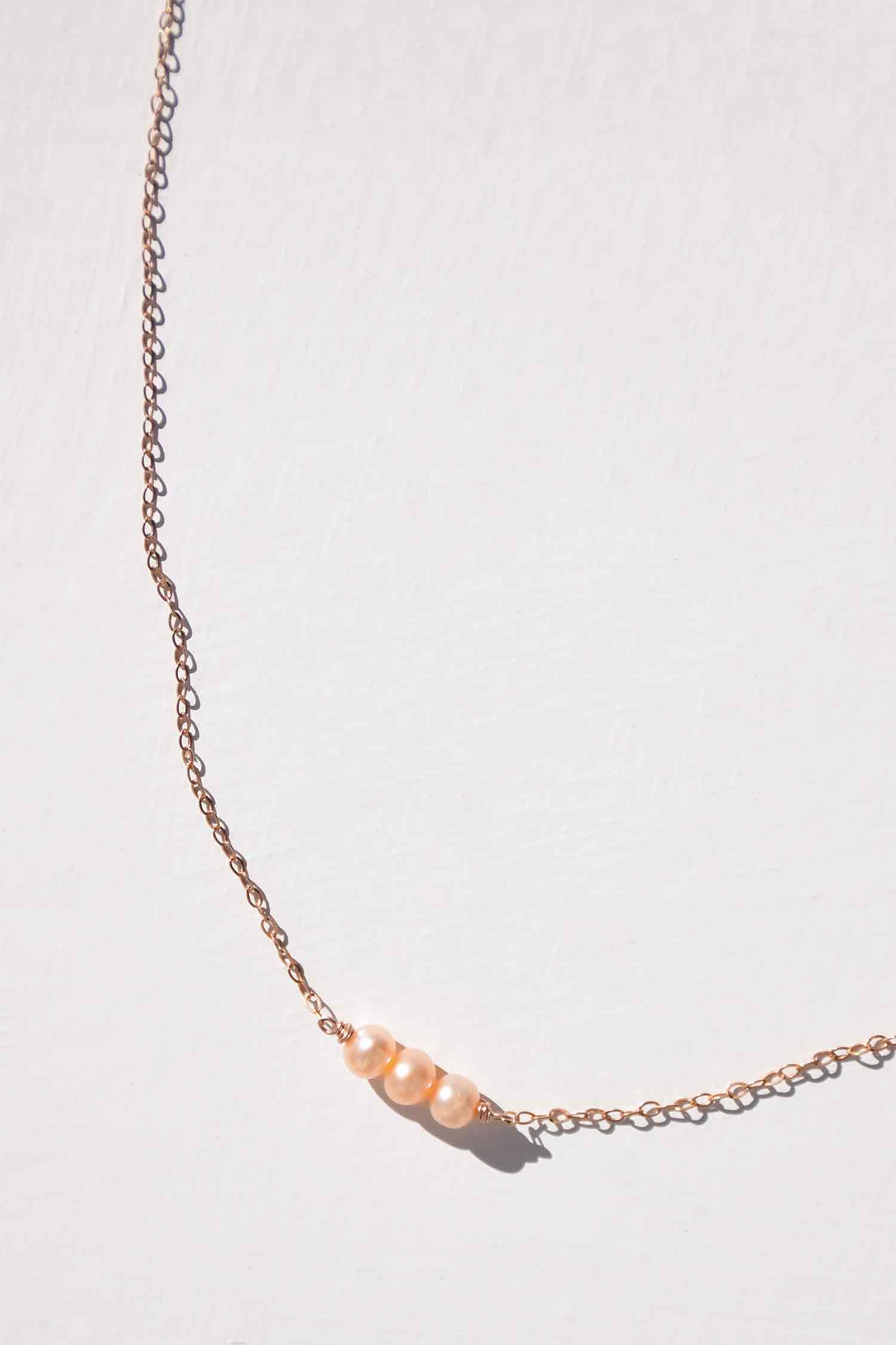Borély | Collier 3 perles or rose