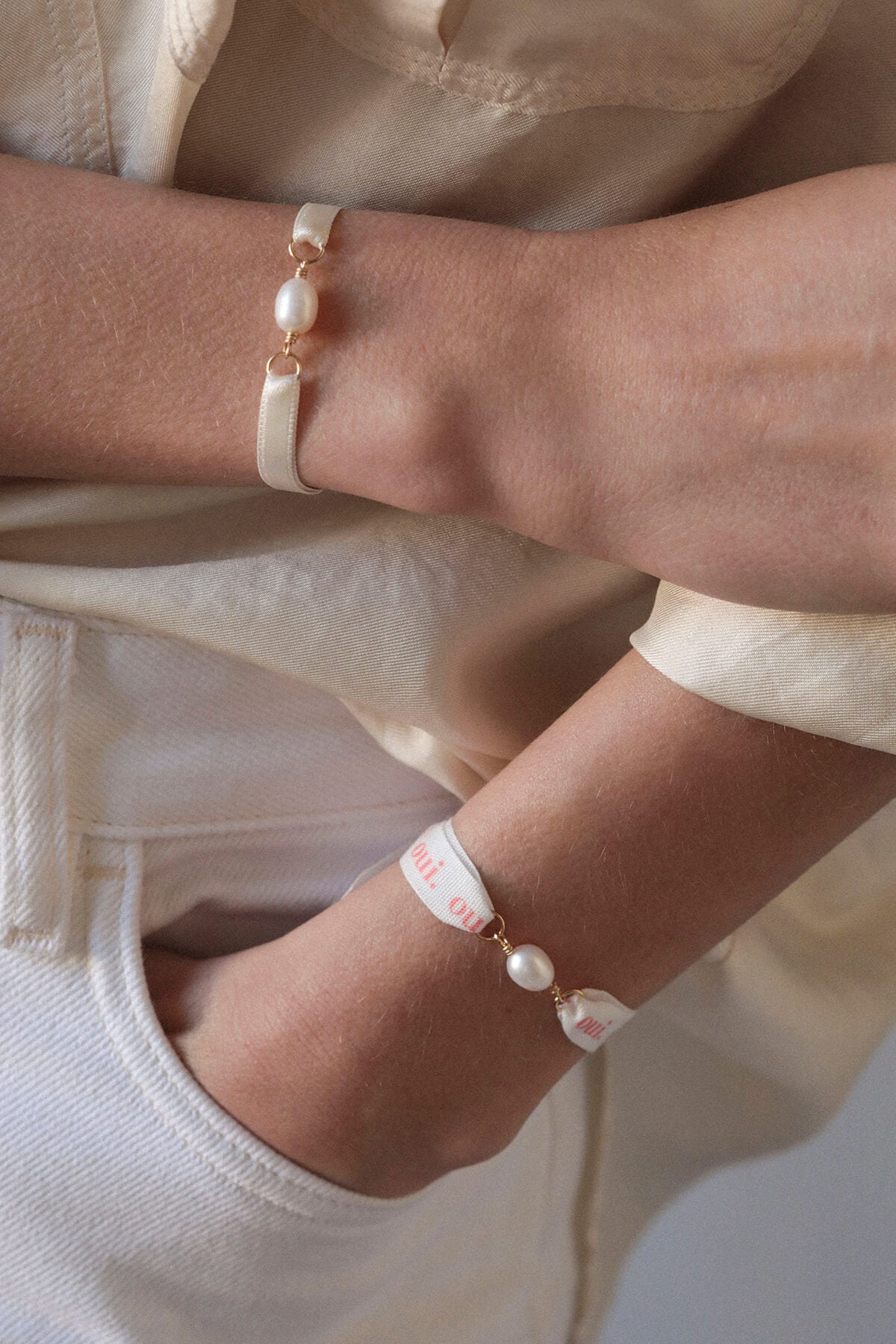 Bracelet ruban |  Blanc Crème