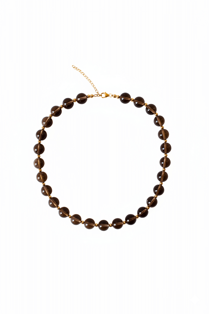 BRUNA | Collier Quartz brun chocolat