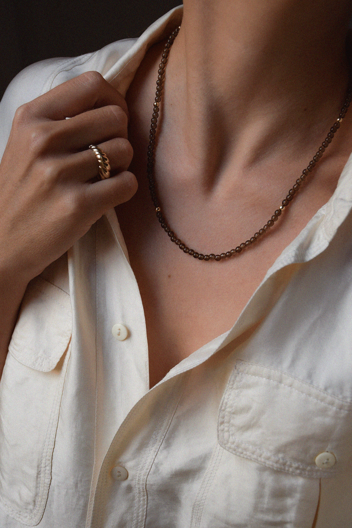 EXPRESSO | Collier quartz chocolat