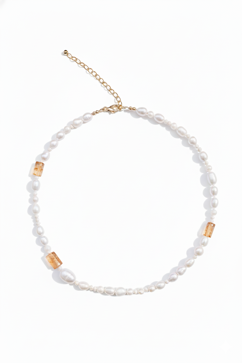 Riviera | Collier citrines et perles