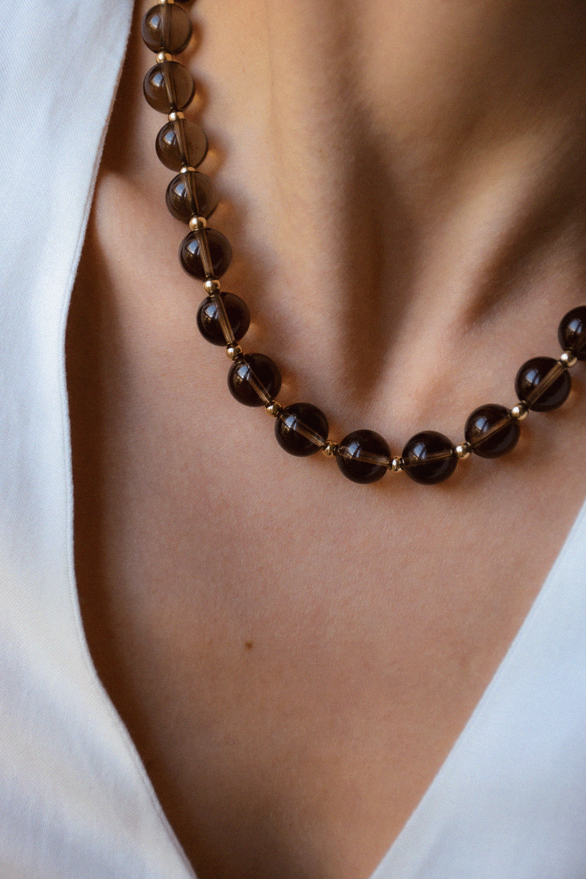 BRUNA | Collier Quartz brun chocolat