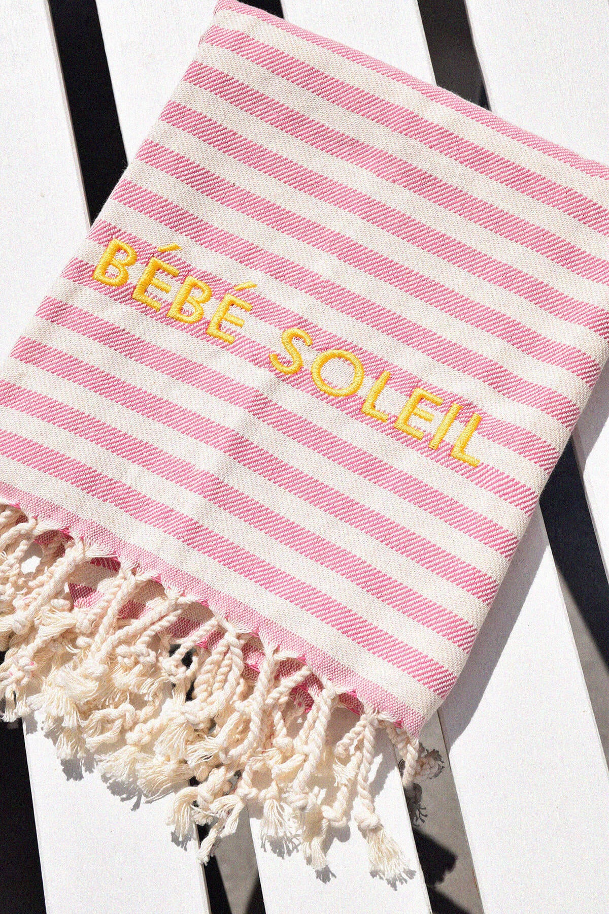 Mini Fouta Bébé Soleil | Rose et blanc