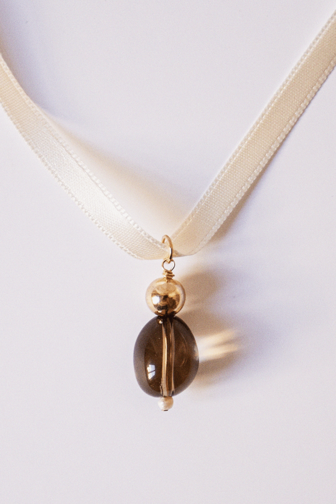 CHOCOLAT | Pendentif Quartz Brun et Or