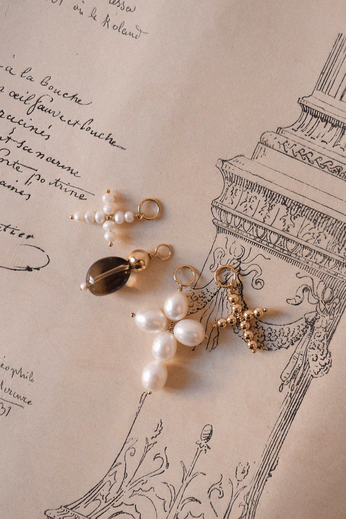 CHOCOLAT | Pendentif Quartz Brun et Or