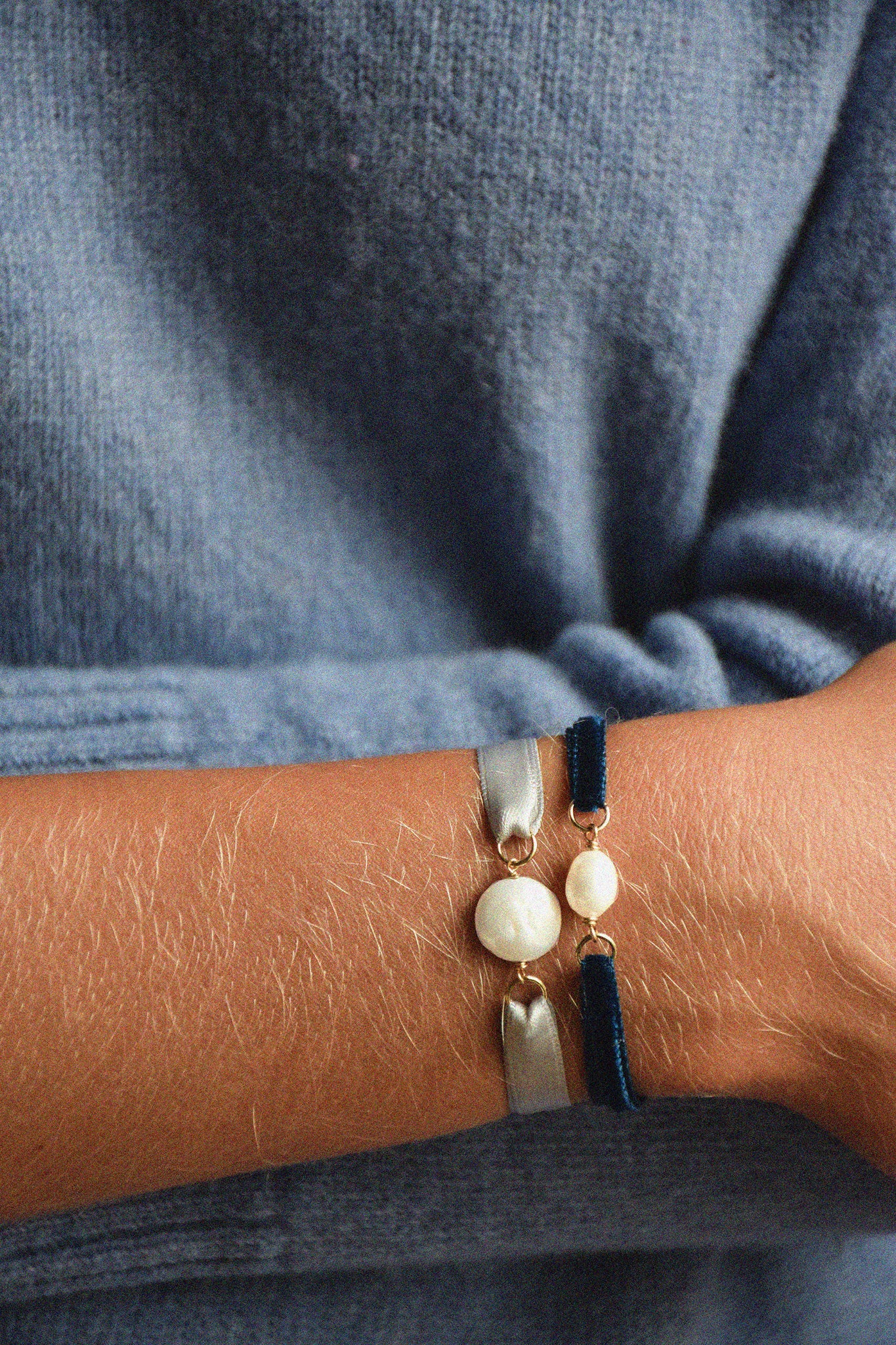 Bracelet ruban de velours fin | Bleu nuit - Bazile Provence (4053688975478)
