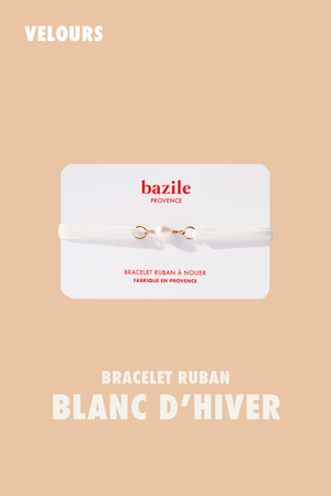 Bracelet ruban de velours | Blanc d'Hiver