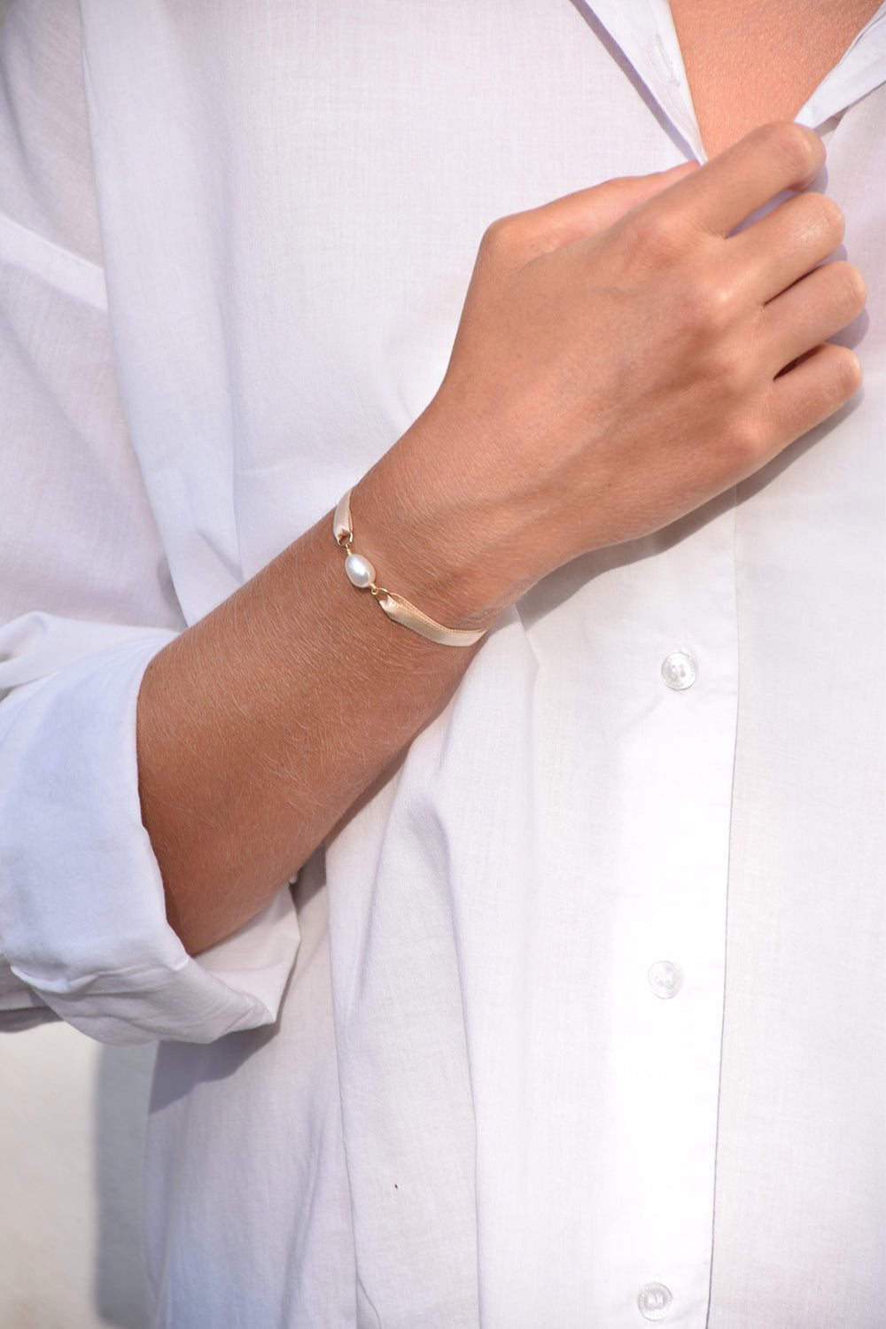 Bracelet ruban | Beige calisson (2674016485494)