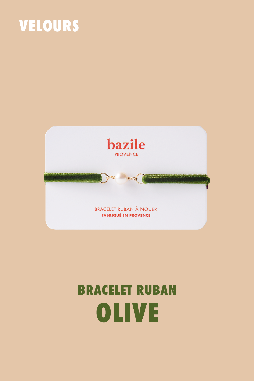 Bracelet ruban de velours | Olive