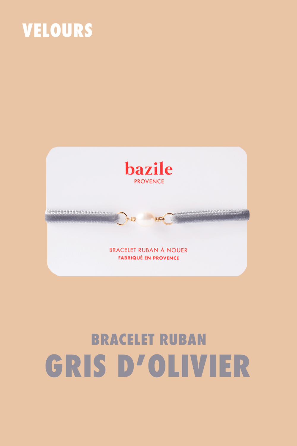 Bracelet ruban de velours | Gris d'Olivier