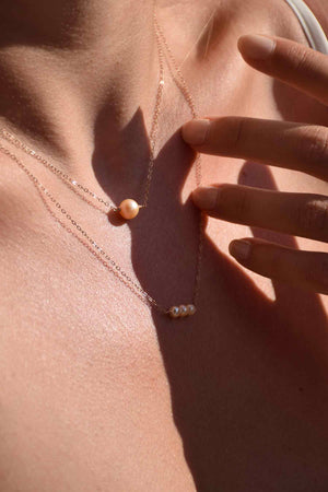 Borély | Collier 3 perles or rose