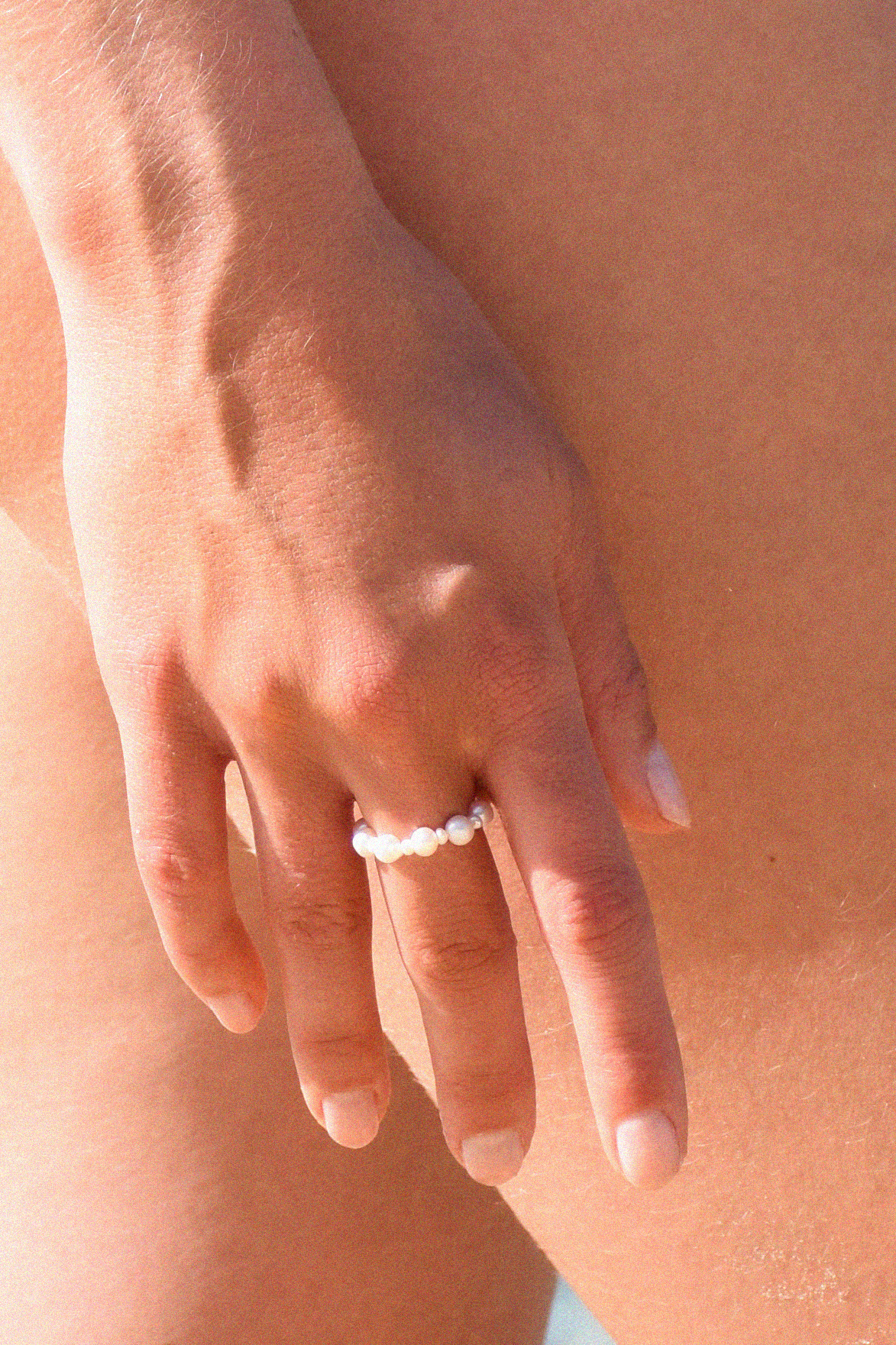 Establon | Bague perles blanches