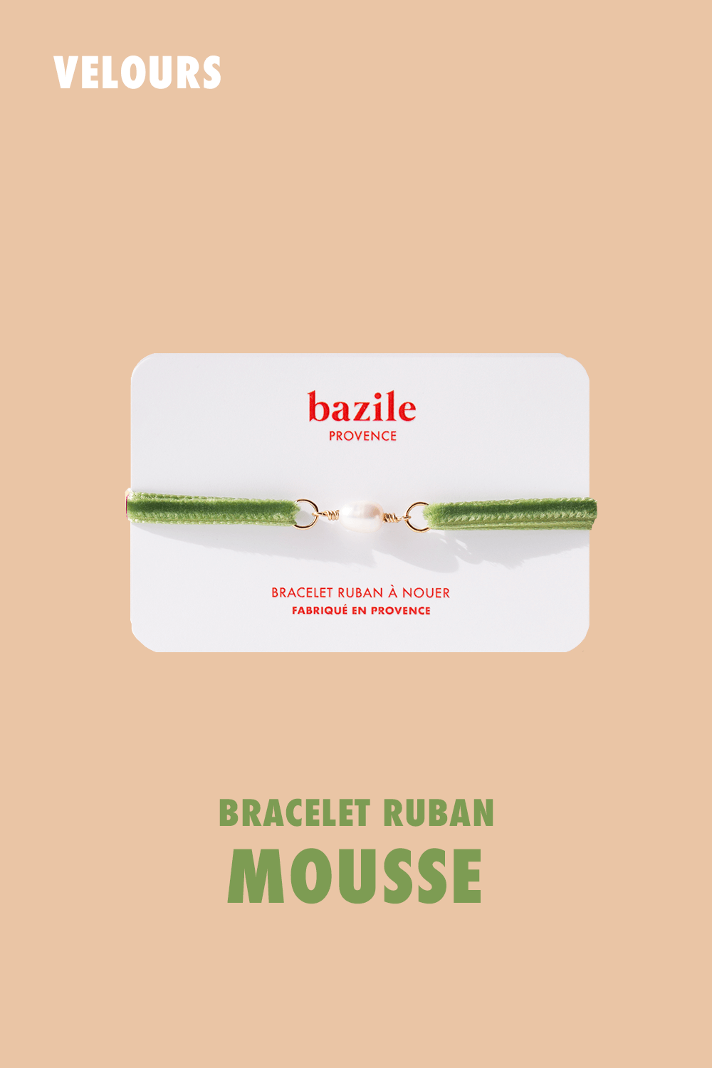 Bracelet ruban de velours | Mousse